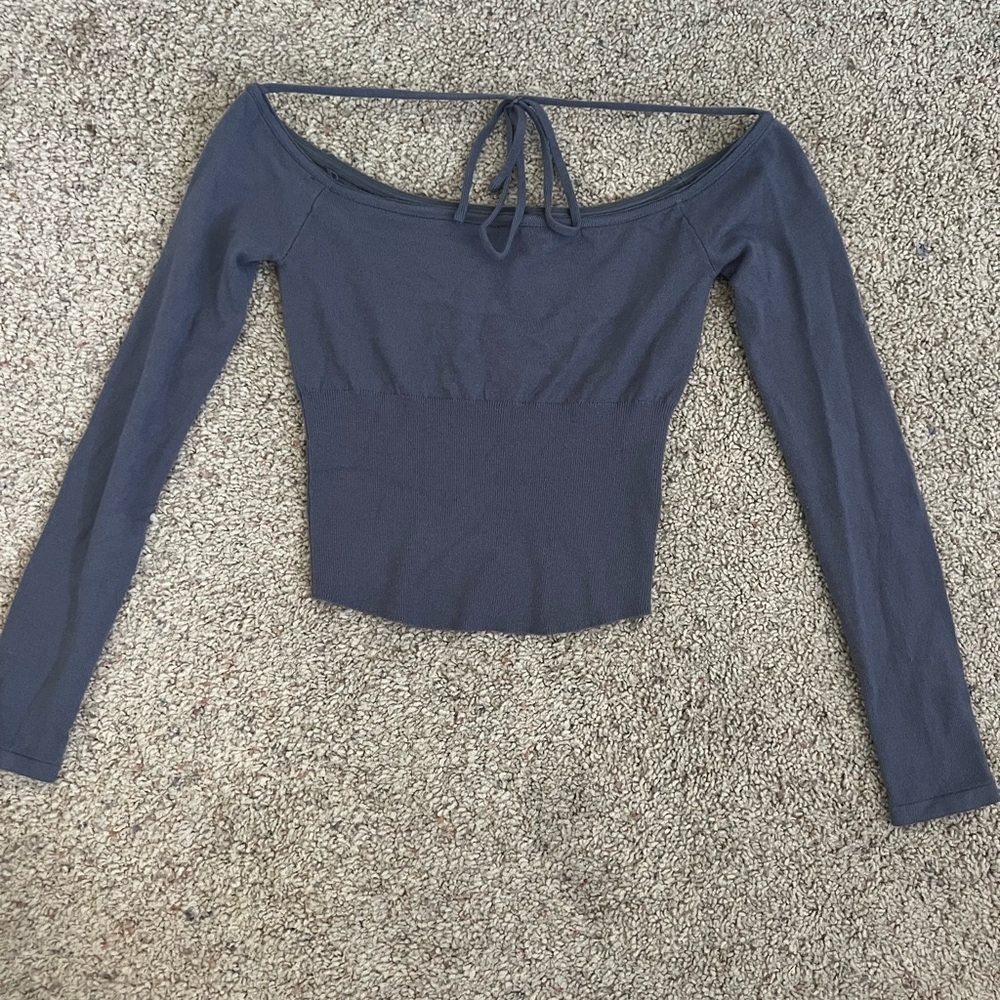 Women's Blue Long Sleeve tie front Top. Edikted. Never worn!! Tags still on❤️